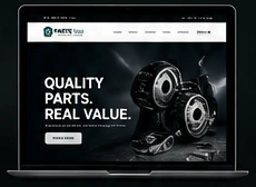 Automotive parts commerce website design concept displayed on a laptop.